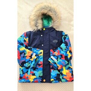 NWOT Little Bird Boy Multi Shower Resistant Camo Padded Coat with Faux Fur Trim